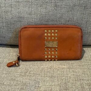 Badgley Mischka Burnt orange /Cognac color Studded Wallet🖤Used leather soft